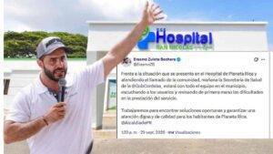 Hoy, llega equipo de la Secretaría de Salud departamental a Planeta Rica para revisar crisis del Hospital San Nicolás